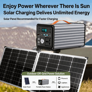 Banco de Energía <span class=keywords><strong>Solar</strong></span> Portátil 220V, Batería de Respaldo para Exteriores, Cargador <span class=keywords><strong>Solar</strong></span> <span class=keywords><strong>con</strong></span> <span class=keywords><strong>Panel</strong></span> <span class=keywords><strong>Solar</strong></span> para Camping y Uso en la Calle - Product Image 2