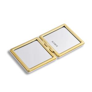 Square High End PU Leather White Hot Stamping Custom Logo Leather <b>Compact</b> Pocket <b>Mirror</b> - Product Image 4