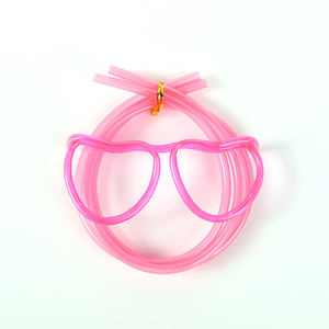 Drôle en forme de verre paille fou créatif en plastique paille lunettes nouveauté cas tube pour la partie d'enfants - Product Image 1