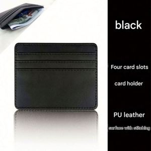 Cartera de Cuero para Múltiples Tarjetas, Colores Sólidos, Tarjetero de Cuero Sintético, Cartera con 4 Ranuras, Monedero de Bolsillo, Diseños con Logotipo Personalizado - Product Image 2