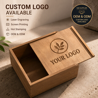 Boîte à couvercle coulissant en bois de pin massif personnalisée, boîte d'emballage pour thé en bois naturel, logo gravé au laser OEM, boîte de rangement pour cadeaux