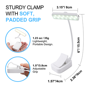 OEM Mini LED Book <b>Light</b> Portable Clip On Reading Lamp Flexible Neck Adjustable Brightness AA Battery Powered for Travel - Product Image 6
