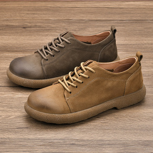 Chaussures bateau en cuir à lacets, bout rond, semelle extérieure en caoutchouc, semelle intermédiaire en EVA, respirantes, chaussures décontractées pour hommes, printemps - Product Image 1