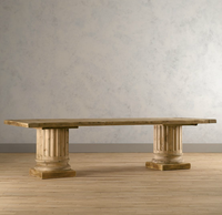 Table à manger rectangulaire sur mesure en chêne massif, pliable, de luxe, avec piétement français, pour la maison, l'hôtel ou la villa
