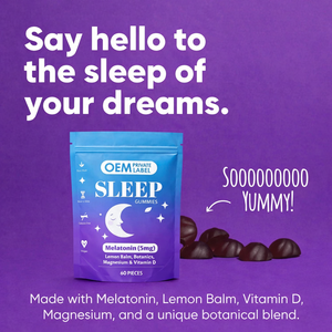 Gummies OEM 5mg pour le sommeil au mélisse, supplément botanique de <span class=keywords><strong>magnésium</strong></span> et de vitamine <span class=keywords><strong>D</strong></span>, mélatonine pour le sommeil, l'humeur et la relaxation - Product Image 5
