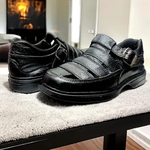 Sandales Huarache en cuir confortables pour hommes, antidérapantes, respirantes, plates, semelles en caoutchouc EVA, pieds nus, position supérieure - Product Image 3