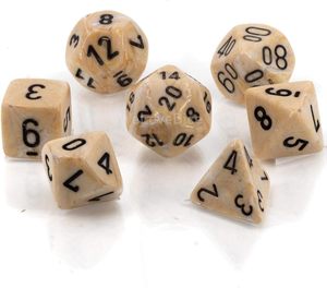 Jeu de <span class=keywords><strong>dés</strong></span> polyédriques <span class=keywords><strong>Chessex</strong></span> CHX27402 - 7 <span class=keywords><strong>dés</strong></span> en marbre ivoire et noir pour jeux de rôle - Product Image 2