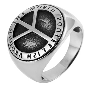 yunnique Fengying Men's <b>Titanium</b> Steel <b>Ring</b> Cross Design Silver Color Geometric Pattern Gift Jewelry - Product Image 5