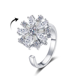 Vintage Inspired Floral <b>Adjustable</b> <b>Ring</b> Silver Plated Copper Alloy <b>Rings</b> Elegant Handcrafted Featuring Brilliant Zircon <b>Rings</b> - Product Image 3