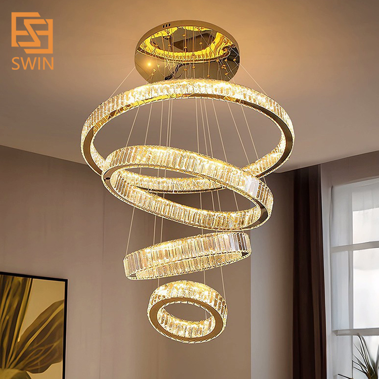 Modern Design Adjustable Height Crystal Stainless Steel Pendant Light for Bedside Livingroom Restaurant Lighting LED Chandelier · image 3