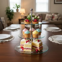 Support à gâteau de mariage moderne sur mesure, supports à nourriture pour buffet, supports à dessert en verre à 3 niveaux, supports à gâteau en métal pour événements
