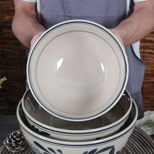 Ciotola commerciale Vintage grande stile cinese alta piede in ceramica sottosmalto colore vecchio Guanzhong olio che spruzza ciotola di Noodle - Product Image 2