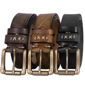 Vintage Copper Buckle Handcrafted Trendy Individualistic Breathable Durable Eco-Friendly Top Layer <b>Belt</b> Genuine Leather <b>Belt</b> - Product Image 1