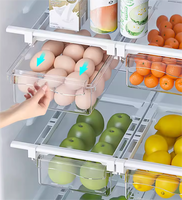 Offre Spéciale réfrigérateur bac à légumes PET oeuf organisateur suspendu boîte de stockage des aliments garder frais fruits légumes réglable réfrigérateur organisateur