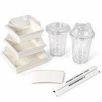 Boîtes à emporter recyclables pour boulangerie, boîtes à charcuterie en papier avec couvercles transparents, ensemble de gobelets à jus