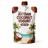 Pochette souple personnalisée pour yaourt de noix de coco, sachet d'emballage souple avec bouchon à vis pour l'industrie alimentaire et des boissons