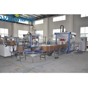 Full Automatic Packaging Line Robot 4l Beverage Tin Can Pick Up And Place Bottle Wrap Around Case Packer Packing Machine