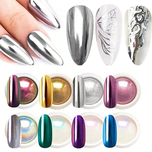 8 pièces de poudre à ongles chromée, <span class=keywords><strong>effet</strong></span> <span class=keywords><strong>miroir</strong></span> métallique, paillettes holographiques, poudre chromée métallique pour ongles, poudre à ongles chromée or <span class=keywords><strong>rose</strong></span> - Product Image 5