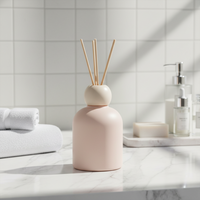 GOOPURE C-89 Bouteille diffuseur de parfum à bâtonnets en verre sérigraphié, vide et réutilisable, 1,5 L et 120 ml, avec col en aluminium et plastique