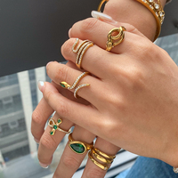 Cincin Ular Baja Anti Karat J&D Jewelry untuk Wanita, Lapisan Emas 18K, Tiga Lapis, Berhiaskan Zirkon, Tahan Air, Perhiasan Hewan