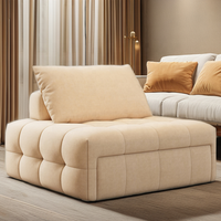Sofá Cama de Tela Estilo Puff Moderno con Función de Refrigeración, Multifuncional, Individual, Extra Largo, para Dormitorio y Sala de Estar