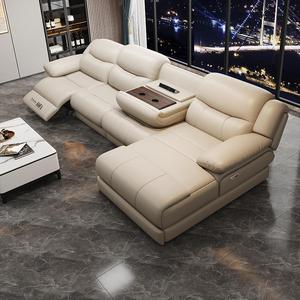 Sofá Reclinable Eléctrico Moderno de Tres Plazas, en Forma de L, para Cine en Casa, Tapizado, con Función de Masaje, Ecológico y Multifuncional - Product Image 3