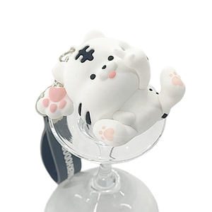 Porte-clés personnalisable en silicone et acier inoxydable, motif tigre blanc 3D, avec dragonne et pendentif de sac, éco-responsable - Product Image 2