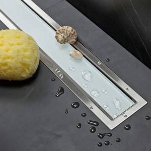 Kamalu CB-750 Canal de drainage moderne 75cm Couvercle en verre blanc pour la cuisine et l'extérieur Matière plastique - Product Image 2