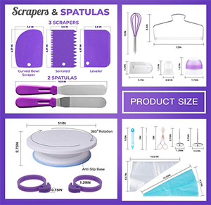 <span class=keywords><strong>Kit</strong></span> de Decoración de Pasteles de 137 Piezas con Plato Giratorio, Boquillas de Acero Inoxidable, Bolsas de Repostería Reutilizables, Espátulas y Herramientas para Hornear - Product Image 2