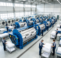 Laveuse textile industrielle horizontale électrique robuste, neuve, pour buanderie d'hôtel
