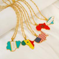Collier pendentif carte du Honduras en acier inoxydable 304 plaqué or 18 carats sous vide, émail, chaîne de 51 cm, bijoux souvenir patriotiques, cadeaux