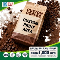 Sachets de café personnalisés de qualité alimentaire avec fermeture à pression et finition rustique en kraft pour les torréfacteurs de café et les commerces de détail