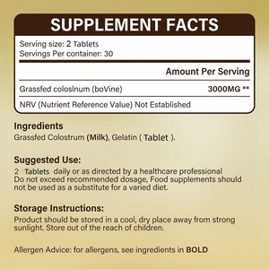 Comprimés de colostrum bovin nourri à l'herbe OEM – Fournisseur d'usine – Colostrum pour le soutien immunitaire (Marque privée) - Product Image 3