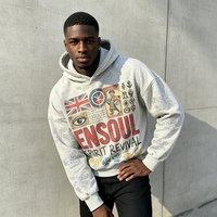 Lieferant für Schwergewichts-Hoodies: Vintage Custom Graphic Bedruckter Oversized Streetwear Cropped Hoodie mit Strassbesatz an den Ärmeln