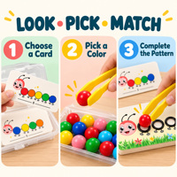 Jouet de tri et de comptage des couleurs Caterpillar avec pinces et cartes à motifs, jeu d'apprentissage préscolaire pour enfants de 3 ans et plus