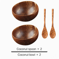 Bols et assiettes en bois, bol en coquille de noix de coco, petit format, logo personnalisé, avec cuillère, ensemble de couverts, prix de cuisine, naturel, écologique