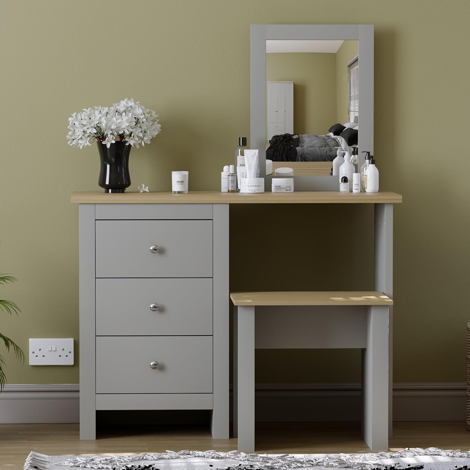In Stock Gray Dressing Table HD LED Mirror Quality | Alibaba.com