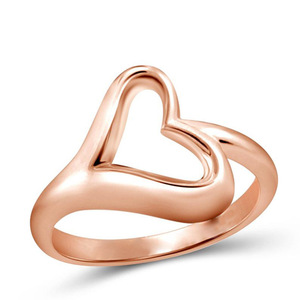 Anello a Forma di Cuore F314 in Oro Rosa, Anello Unisex alla Moda, Gioiello per San Valentino, Design Semplice - Product Image 3