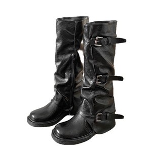 Nouvelles Bottes Longues Plissées Rétro pour Femme Automne 2025, Style Blogger, avec Boucle de Ceinture, Semelle Épaisse, Effet Pantalon, Rehaussantes, Type Chevalier, Hiver - Product Image 5