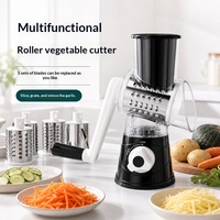 Râpe à pommes de terre rotative manuelle à cinq lames en acier inoxydable, trancheuse à concombre et à carotte multifonctionnelle, exclusive transfrontalière
