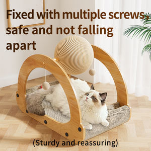 Kattenkrabber Speelgoed Natuurlijke Sisal Kat Krabplank Met Bal Katten Krabben Interactieve Massief Hout Duurzame Kras - Product Image 4