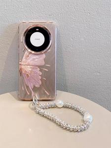 <span class=keywords><strong>Coque</strong></span> de téléphone portable en gaze <span class=keywords><strong>rose</strong></span> demi papillon pour <span class=keywords><strong>Huawei</strong></span> Mate 60 Pro Mate 40 P70 P50 avec lanière incluse - Product Image 6