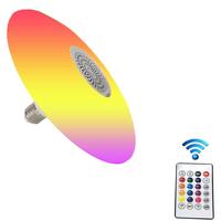 Ampoule LED UFO avec télécommande à gradation progressive à 24 touches, ampoule musicale, prise en charge du Bluetooth pour lire de la musique