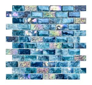 Mosaico de Vidrio Azul para <span class=keywords><strong>Piscina</strong></span>, Decoración de Paredes para Dormitorio, Baño, Cocina y Salón, Azulejos de Mosaico de Vidrio - Product Image 3