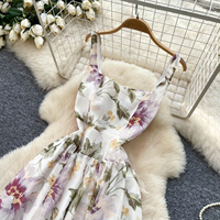 Robe longue élégante sans manches à imprimé floral taille haute pour femme, style vacances, été 2026, idéale pour la plage décontractée
