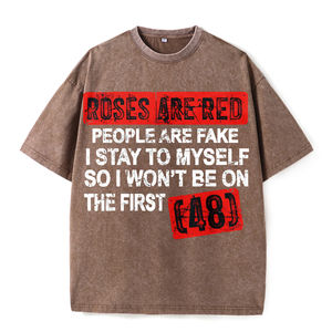 เสื้อยืดสีดำผ้าฝ้าย 100% ลายดอกกุหลาบสีแดง ฉันจะคงเป็นตัวของตัวเอง ฉันจะไม่เป็นคนแรก 48 สตรีทแวร์แฟชั่นลำลอง - Product Image 2