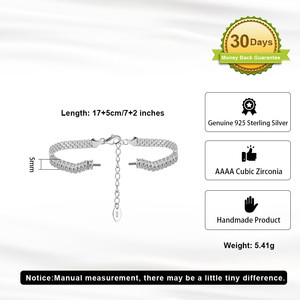 RINNTIN LMB01 + LMN09 gioielli all'ingrosso della fabbrica regolabile rosa zircone bracciale 925 argento Sterling Tennis bracciale - Product Image 3