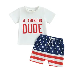 Baby Boy 4th of July Outfits Clothing Costumes Short Sleeve Tee Shirt and Casual Shorts 2Pcs Fourth of July Summer Apparel