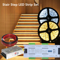 Bande lumineuse Led d'intérieur Flexible, 12V dc 24V, 1 unité, contrôleur de mouvement des escaliers, idéale pour la chambre à coucher ou les escaliers