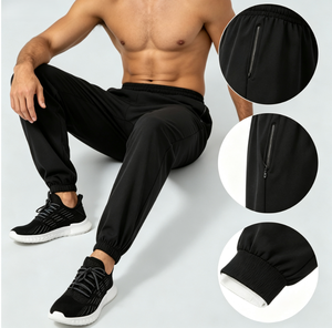 Pantalones Deportivos de Secado Rápido para <span class=keywords><strong>Hombre</strong></span>, Cintura Elástica con Cordón, Bolsillos Laterales con Cremallera, Pantalones Casuales Deportivos, Admite Logotipo y Colores Personalizados OEM - Product Image 3